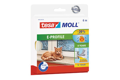 Image of Tesamoll Gummidichtung für Fenster und Türen E-Profil 6 m x 9 mm x 4 mm weiss bei JUMBO