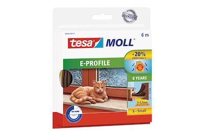 Image of Tesamoll Gummidichtung für Fenster und Türen E-Profil, 6 m x 9 mm x 4 mm braun bei JUMBO
