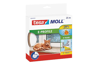 Image of Tesamoll Gummidichtung für Fenster und Türen E-Profil 25 m x 9 mm x 4 mm weiss bei JUMBO