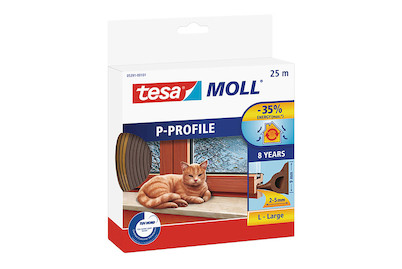 Image of Tesamoll Gummidichtung für Fenster und Türen P-Profil, 25 m x 9 mm x 5.5 mm braun bei JUMBO