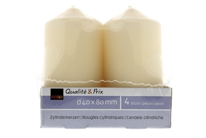 Image of Zylinderkerzen ecru 40x80mm 4 Stück bei JUMBO
