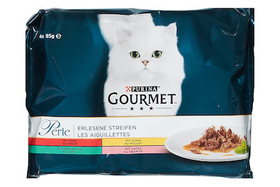 Image of Gourmet Perle Katzenfutter in Sauce Fleisch & Lachs assortiert 4x85g