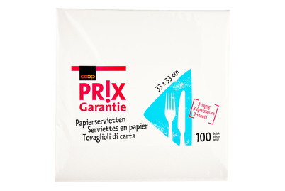 Image of Prix Garantie Servietten weiss 33cm 100 Stück bei JUMBO
