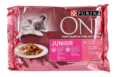 Image of Purina ONE Katzenfutter Junior in Sauce Lachs 4x85g