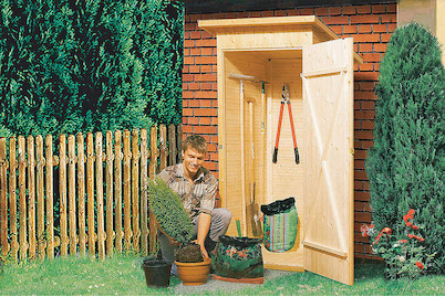 Image of Weka Geräteschrank mit Pultdach (105x100x195cm), Holz natur