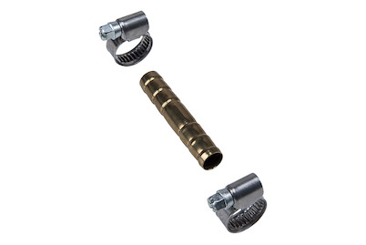 Image of Schlauchverbinder mit 2 Schellen 3/8 Messing bei JUMBO