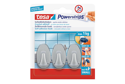 Image of Tesa selbstklebende Haken bis 1 kg Chrom matt bei JUMBO