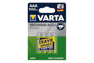 Image of Varta Recharge Accu Power Batterien Aaa/Lr03 1000mAh 4 St. bei JUMBO