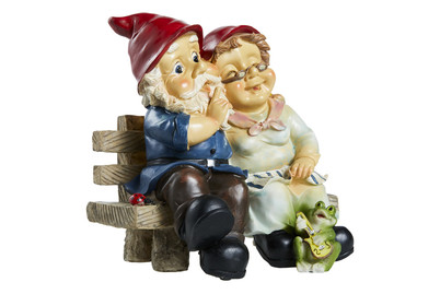 Image of Home and More Zwergenpaar auf Gartenbank 26 cm bei JUMBO
