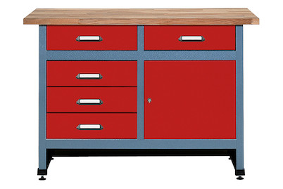 Image of Werkbank rot mit 5 Schubladen 1 Tür bei JUMBO