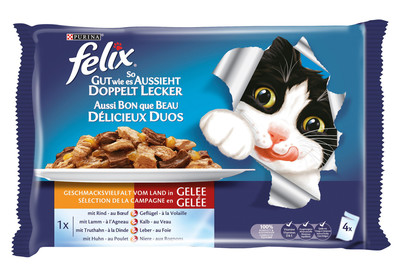Image of Felix So Gut Katzenfutter in Gelee Fleisch assortiert 4x100g bei JUMBO