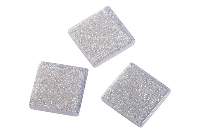 Image of Acryl-Mosaik, 1x1 cm, Glitter, 10x10mm, transparent bei JUMBO