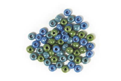 Image of Glas-Grosslochradl, opak, grün-blau Töne, ø 6 mm, Dose 55g