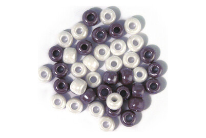 Image of Glas-Grosslochradl,opak,grau, lila, weiss, ø 6 mm, Dose 55g bei JUMBO