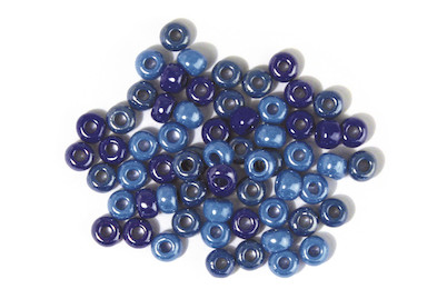 Image of Glas-Grosslochradl,opak,blau,türkis Töne, ø 6 mm, Dose 55g bei JUMBO