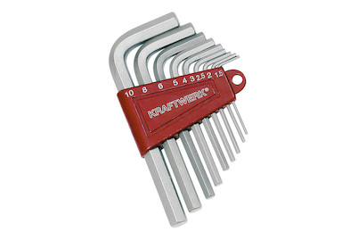 Image of Kraftwerk Winkelstiftschlüssel-Satz, Innensechskant, 1.5-10 mm, 9-tlg. bei JUMBO