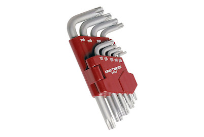 Image of Kraftwerk Winkelstiftschlüssel-Satz, TX, T10-T50, 9-tlg. bei JUMBO