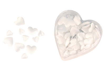 Image of Satin-Stoff-Streuteile: Herz, wattiert, 2 Grössen, 13+20 mm, Herz-PVC-Box 100 St. bei JUMBO