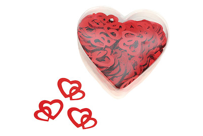 Image of Pailletten-Streuteile: Doppel-Herz, 23x31mm, PVC-Box 30g bei JUMBO