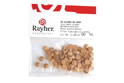 Image of Rohholz-Halbkugeln, ungebohrt, 15mm ø, SB-Btl 15Stück bei JUMBO