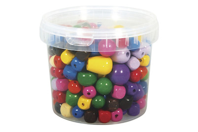 Image of Holz-Perlen, bunt, 16-25 mm ø, Dose 350g bei JUMBO