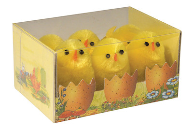 Image of Küken aus Seidenchenille, 3,5cm, PVC-Box 6Stück bei JUMBO