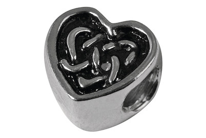 Image of Metall-Zierelement: Herz, 9mm, Grossloch 3,5mm ø, lose bei JUMBO