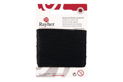 Image of Baumwollkordel, gewachst, 1mm, SB-Karte 20 m bei JUMBO