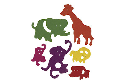 Image of Moosgummi Zoo, 6 Sorten, 3-8,5cm, SB-Btl 80Stück bei JUMBO