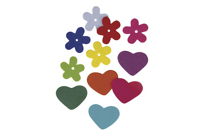 Image of Moosgummi Blumen,Herzen, 2 Sorten, 2,5-3cm, SB-Btl 140Stück bei JUMBO