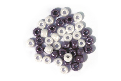 Image of Glas-Grosslochradl,opak,grau,lila,weiss T., ø 5,4 mm, Dose 55g bei JUMBO