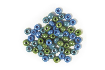 Image of Glas-Grosslochradl,opak,grün, blau Töne, ø 8,7 mm, Dose 55g