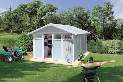 Image of Grosfillex Gartenhaus Utility (315 x 355.5 cm), kunststoff metall grau-blau weiss bei JUMBO