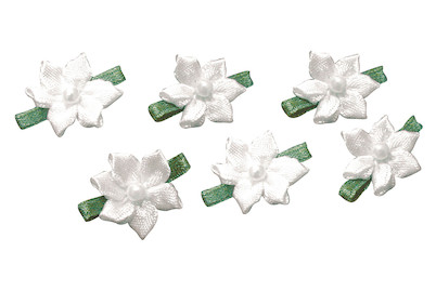 Image of Blüte mit Perle, 2cm, grün/weiss, SB-Btl 8Stück bei JUMBO
