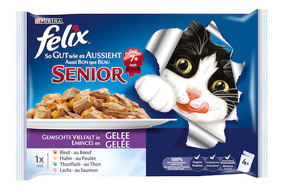 Image of Felix Aussi Bon Assorted Senior Cat Food with Vegetables Gelée 4x100g bei JUMBO
