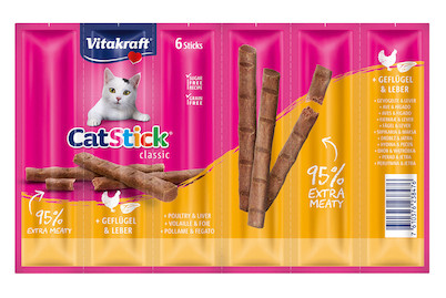 Image of Vitakraft Cat-Stick Katzensnack Geflügel & Leber 6 Stück