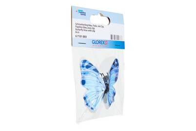 Image of Schmetterling 1 Stk. assortiert, 8 cm blau Folie mit Clip