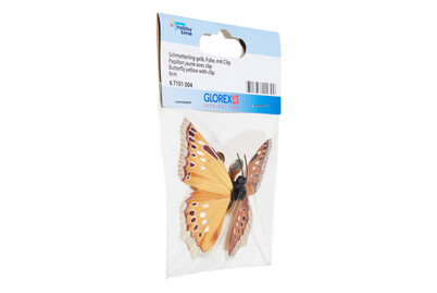 Image of Schmetterling 1 Stk. assortiert, 8 cm gelb Folie mit Clip bei JUMBO