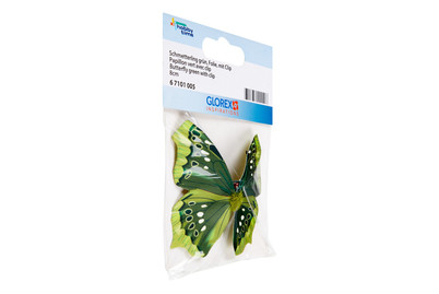 Image of Schmetterling 1 Stk. assortiert, 8 cm grün Folie mit Clip bei JUMBO