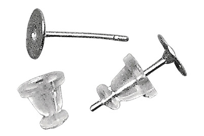 Image of Ohrstecker m. Platte + Clutch, 6mm ø, SB-Btl 4Stück bei JUMBO