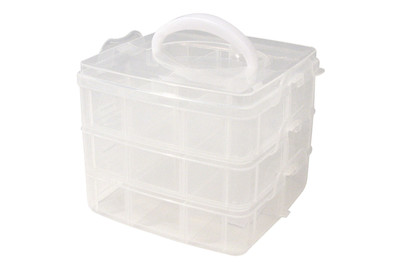 Image of Sortierbox mit Tragegriff, 15,5x15,5x12,9 cm, 3x6 Fächer bei JUMBO