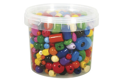 Image of Holz-Perlen, bunt, 4-16 mm ø, Dose 380g bei JUMBO