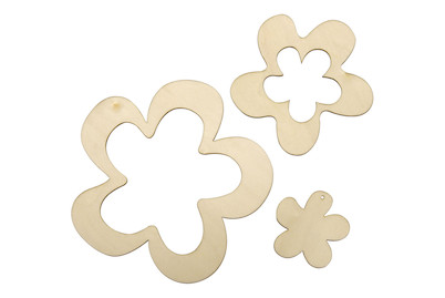 Image of Holz Hänger Blüte FSC Mix Credit, 12x8,5x4,5cm, SB-Btl 1Set bei JUMBO