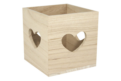 Image of Holz Teelichthalter FSC Mix Credit, 10x10x10cm, Herzenslust bei JUMBO