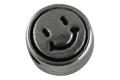 Image of Metall-Perle: Smiley, 7mm ø, Loch 2mm ø, lose bei JUMBO