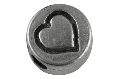 Image of Metall-Perle: Herz, 7mm ø, Loch 2mm ø, lose bei JUMBO