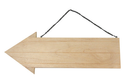 Image of Holz-Pfeil mit Metallkette, 38,5x14,8cm, Stärke 1,1cm