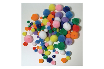 Image of Pompons zum Auffädeln, 4 Grössen/Farben, SB-Btl. 100 Stück bei JUMBO