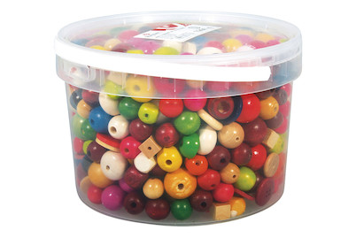 Image of Holz-Perlen, bunt, 16-25 mm ø, Dose 1200g bei JUMBO