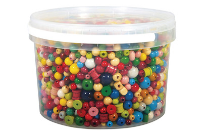 Image of Holz-Perlen, bunt, 4-16 mm ø, Dose 1200g bei JUMBO